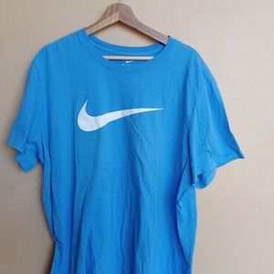 Nike Men's Bright Blue Tee with White Logo